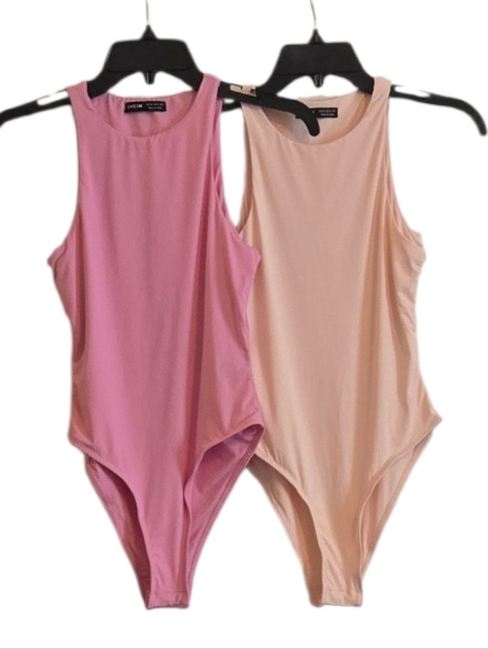 SHEIN Hot Pink & Peach Sleeveless Bodysuit Duo